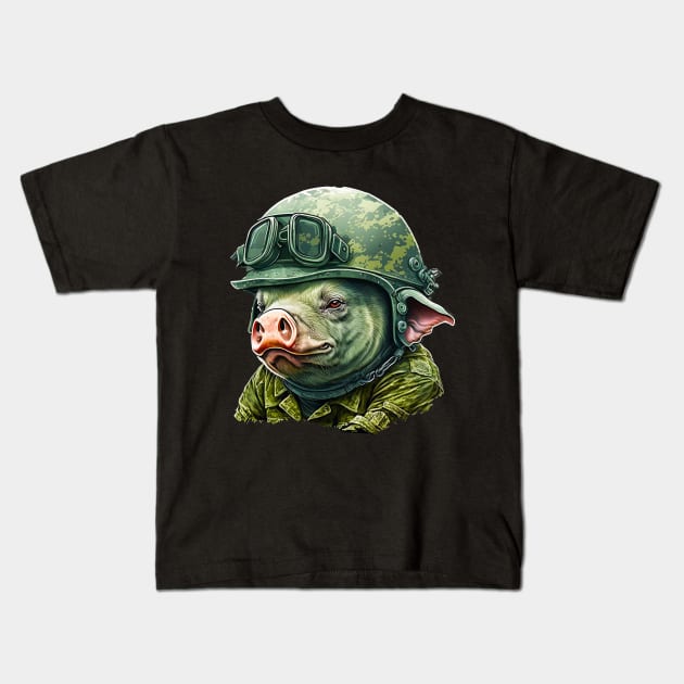 Army Hog Kids T-Shirt by Tweedy Love